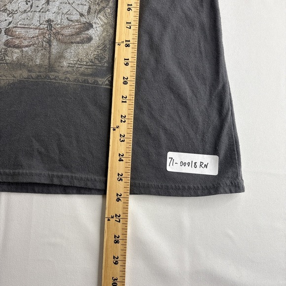 Dragonflies Document V Neck Shirt  Women's Medium Black Long Sleeve - Picture 3 of 6